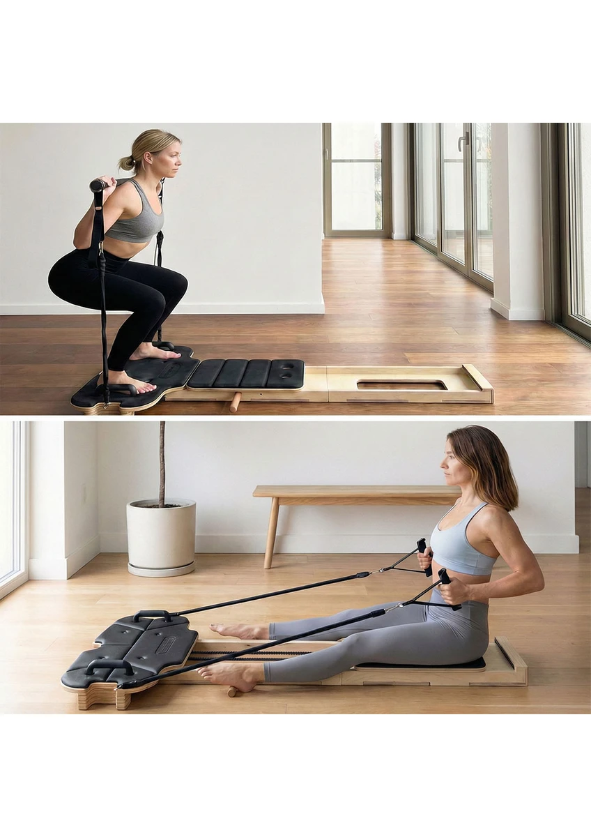 Yeni Nesil Katlanabilir Profesyonel Pilates Reformer Aleti - Az Yer Kaplayan, Kompakt Egzersiz Aleti